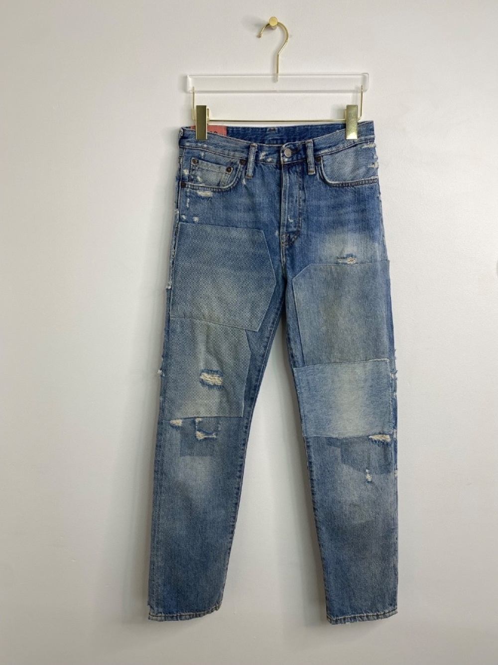 Acne Studios Jeans 1997 Vtg Patch Jeans Blue Designer Women's Sz 25 Distressed